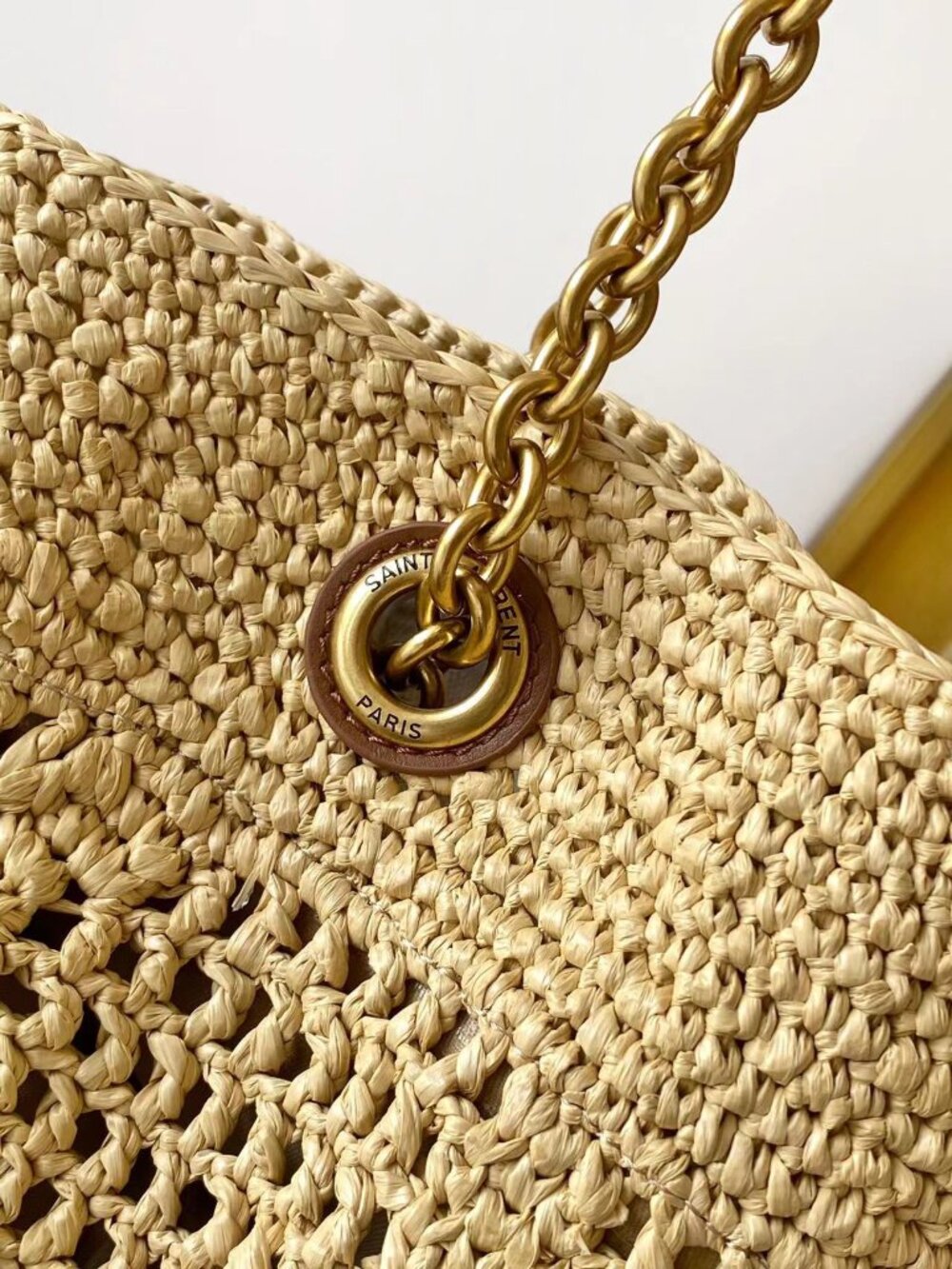 Saint Laurent Jamie Leather-Trimmed Raffia Tote Bag - Picture 6 of 9